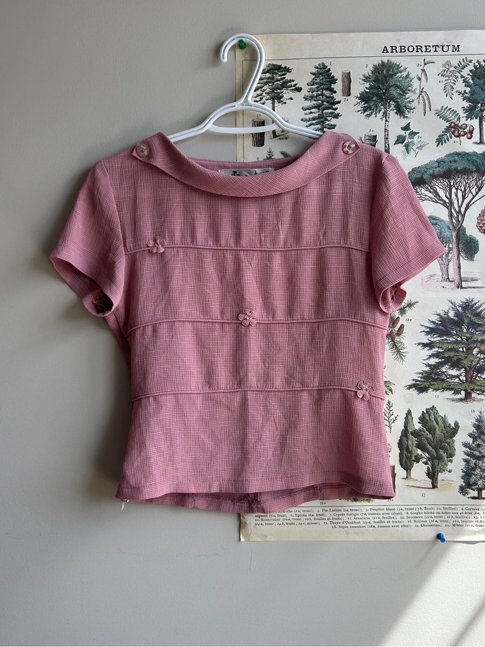 Rotteno Pink Short-Sleeve Textured Top with flowers XS